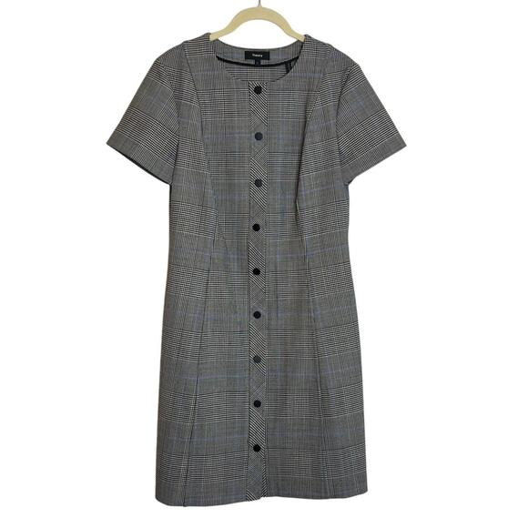 Theory Womens Career Dress Size Large Easy Snap Shift Windowpane Portland Plaid - Picture 1 of 6
